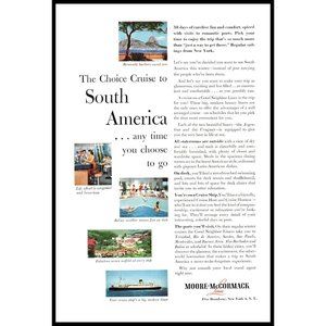 1953 Moore McCormack Lines Cruise Ship South America Vintage Print Ad Wall Art